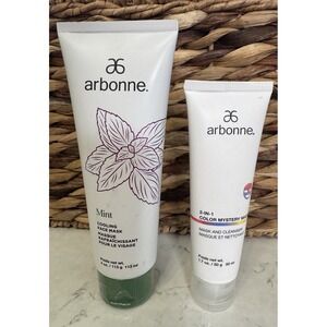 NEW Arbonne 2-in-1 Color Mystery Mask  & Mint Cooling Face Mask Set Skincare
